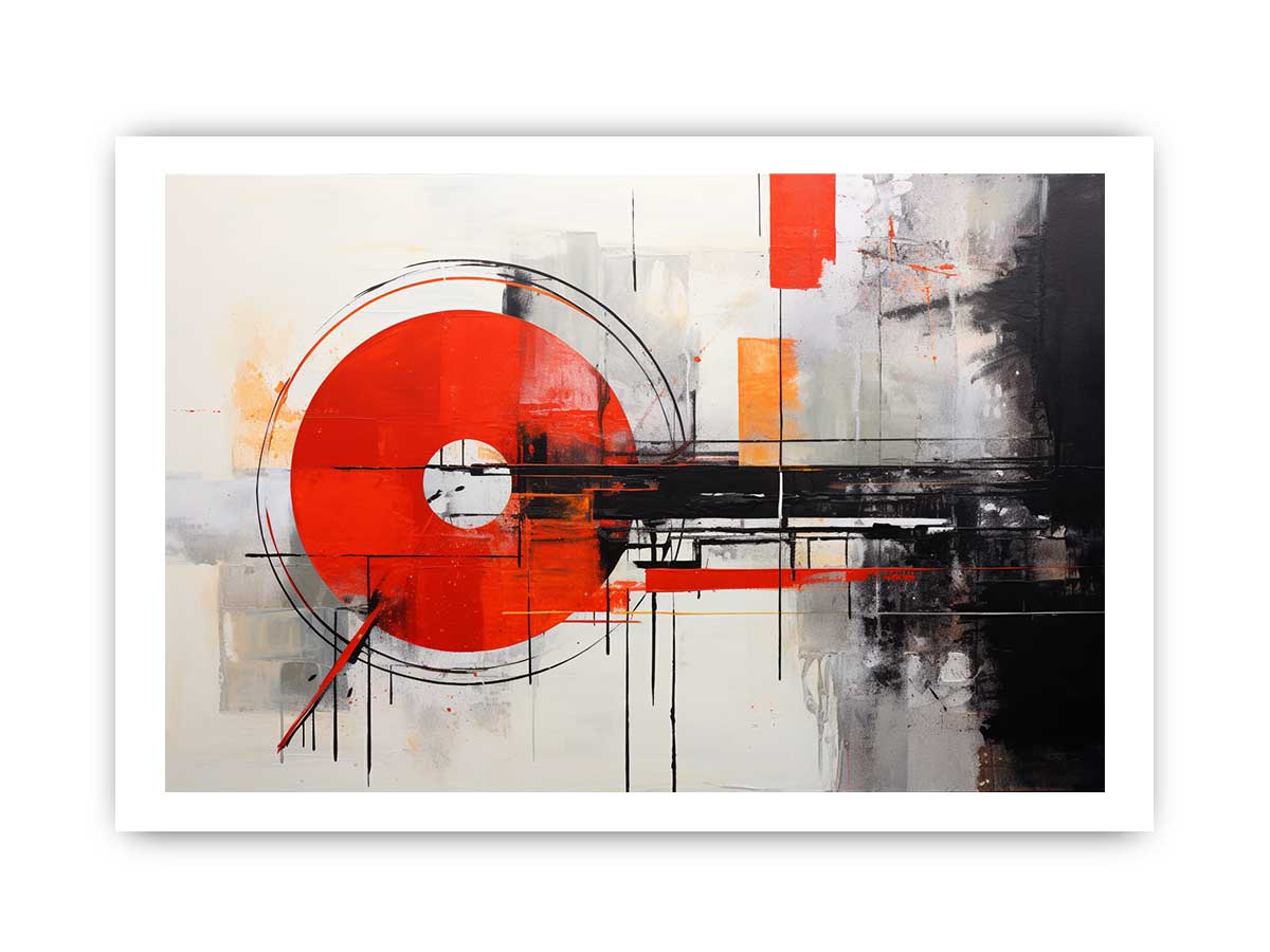 Red Orbit Structure canvas art for modern room decor.