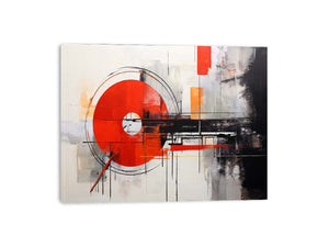 Red Orbit Structure canvas art for modern room decor.