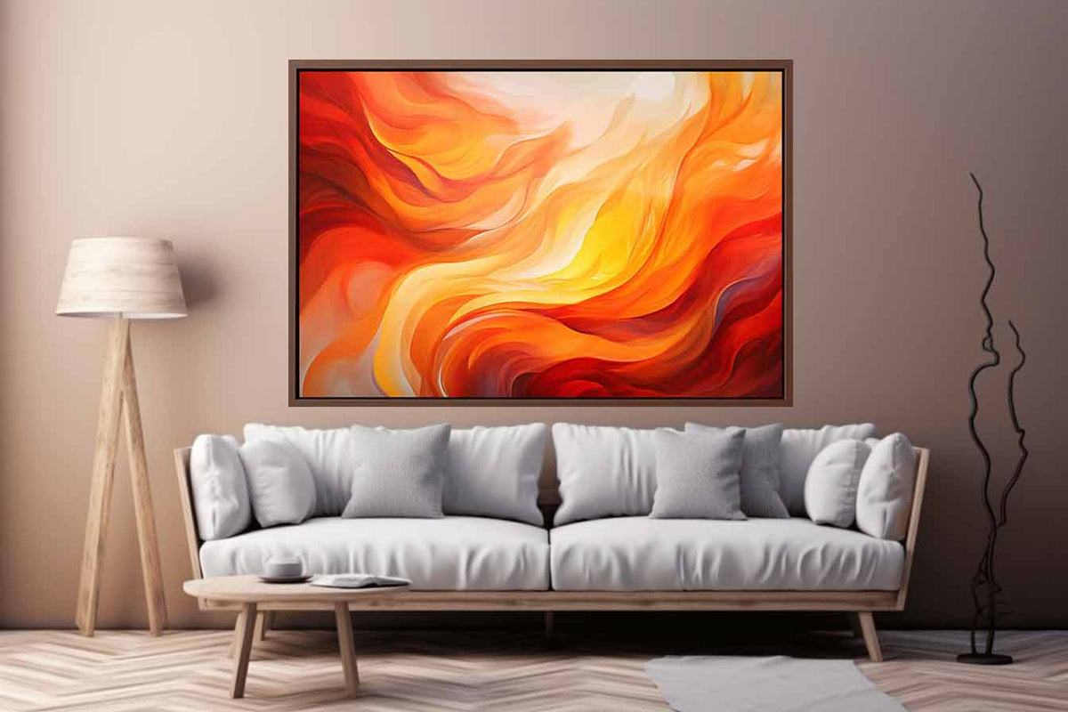 Golden Flame Veil canvas art for modern room decor.
