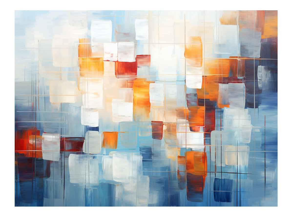 Amber Glass Blocks canvas art for modern room decor.