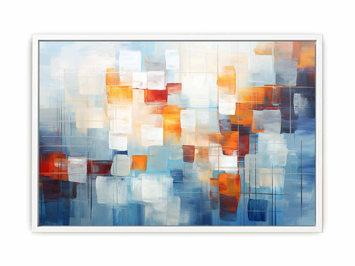 Orange Brown Abstract Squares  Painting