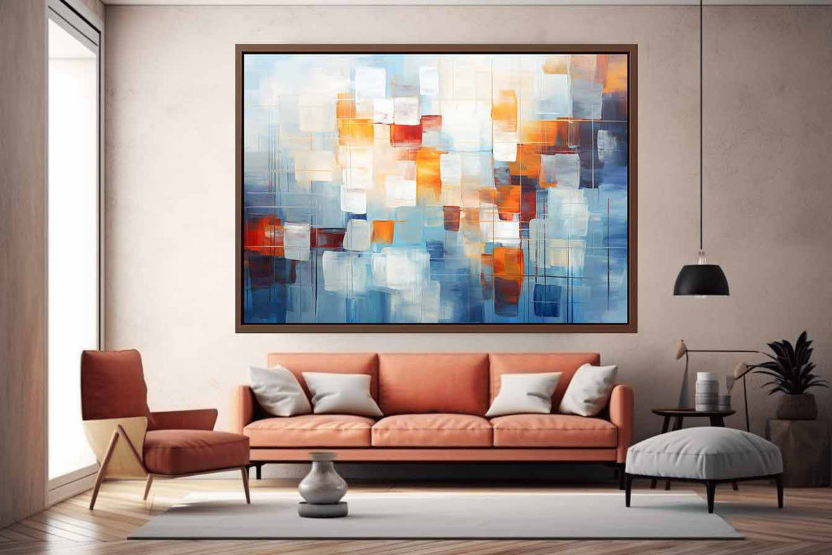 Amber Glass Blocks canvas art for modern room decor.