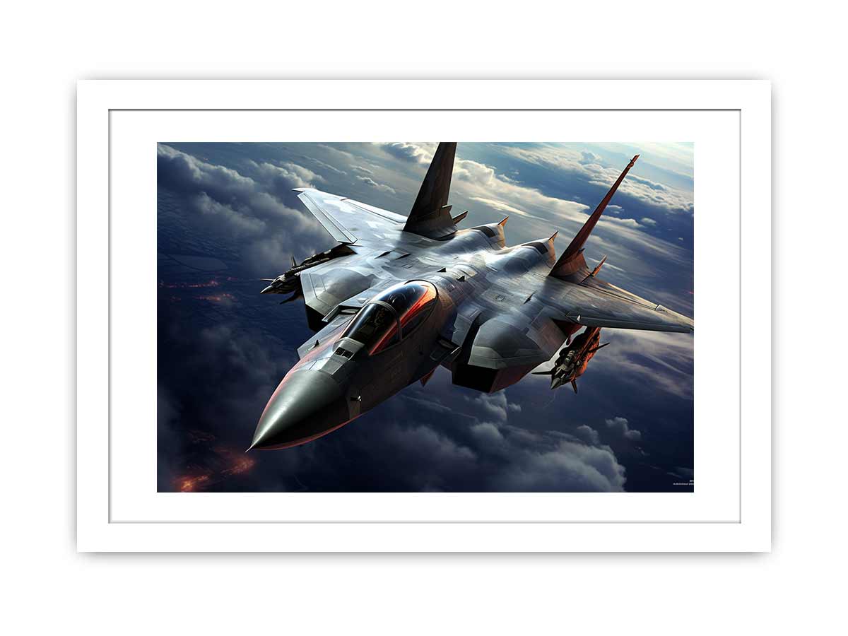 Dramatic fighter jet canvas art for modern office or man cave wall decor.