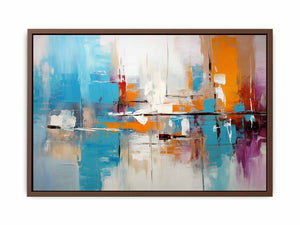 Urban Reflection bold teal orange abstract painting for modern living room decor.