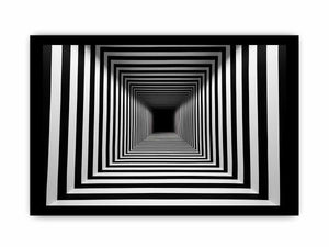 Infinite Contrast black and white optical illusion tunnel art for modern office decor.