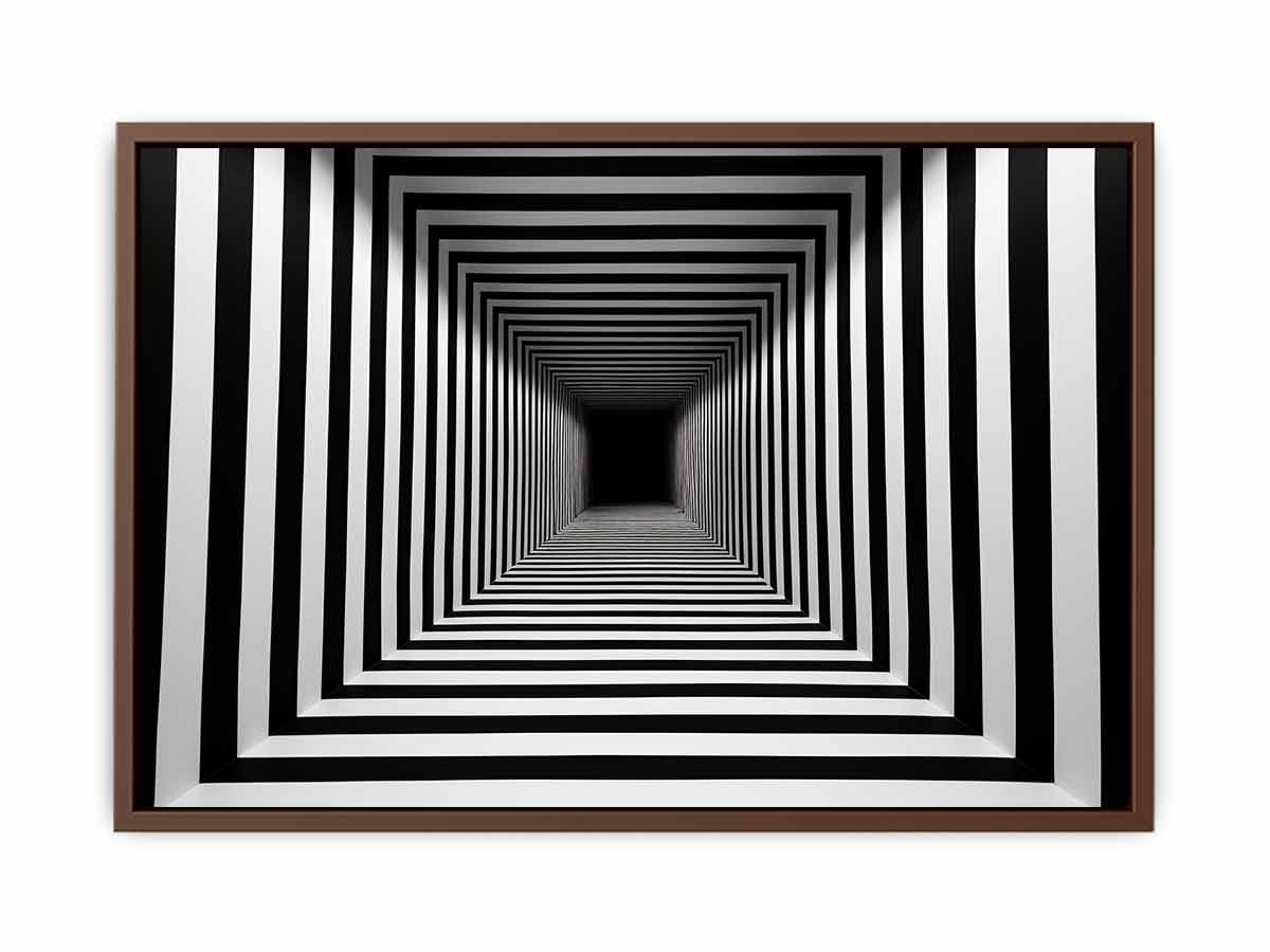 Infinite Contrast black and white optical illusion tunnel art for modern office decor.