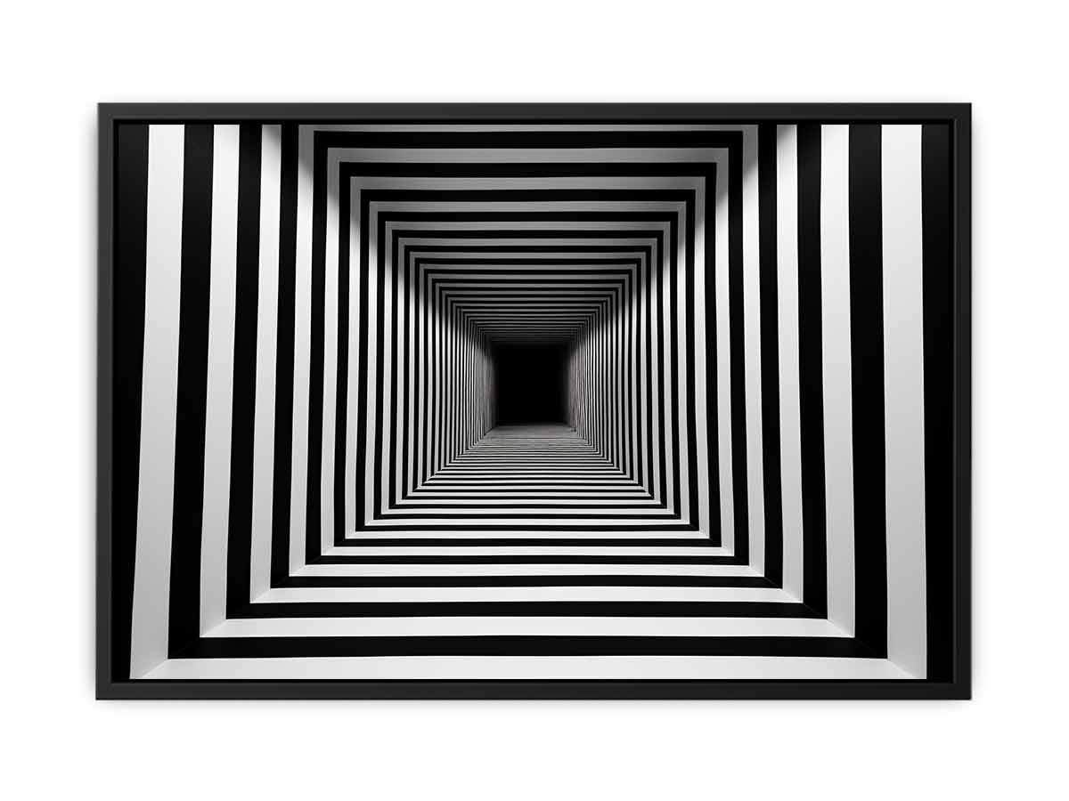 Infinite Contrast black and white optical illusion tunnel art for modern office decor.