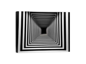 Infinite Contrast black and white optical illusion tunnel art for modern office decor.