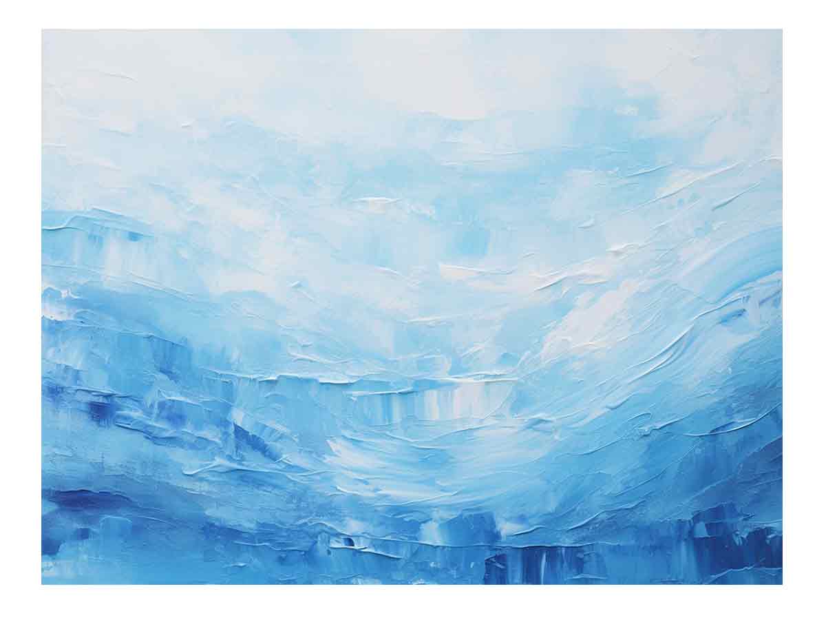 Soft Tide soft blue ocean abstract painting for modern bedroom decor.