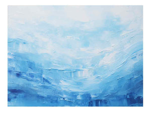 Soft Tide soft blue ocean abstract painting for modern bedroom decor.