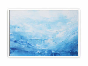Soft Tide soft blue ocean abstract painting for modern bedroom decor.