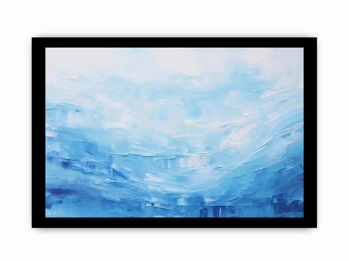 Soft Tide soft blue ocean abstract painting for modern bedroom decor.