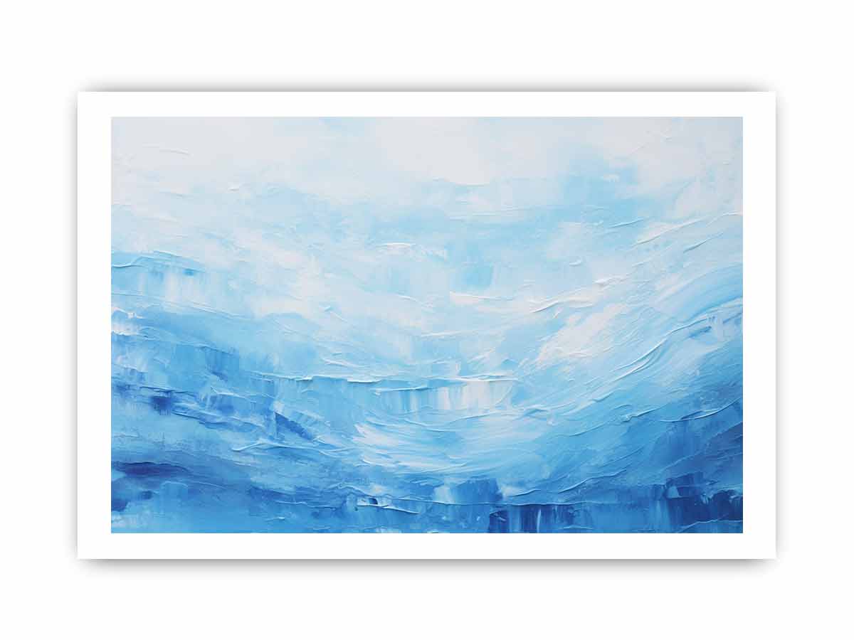 Soft Tide soft blue ocean abstract painting for modern bedroom decor.