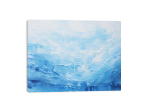 Soft Tide soft blue ocean abstract painting for modern bedroom decor.