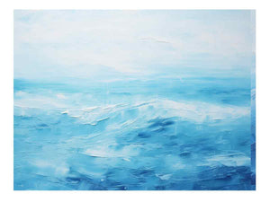 Blue Horizon minimal ocean horizon abstract art for modern bedroom decor.