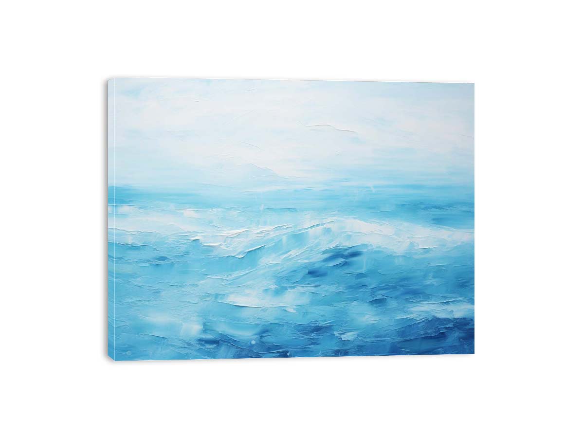 Blue Horizon minimal ocean horizon abstract art for modern bedroom decor.