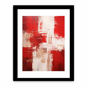 Crimson Structure vertical red neutral abstract painting for modern entryway decor.