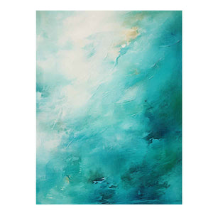 Turquoise abstract ocean canvas art for calm bedroom wall decor.