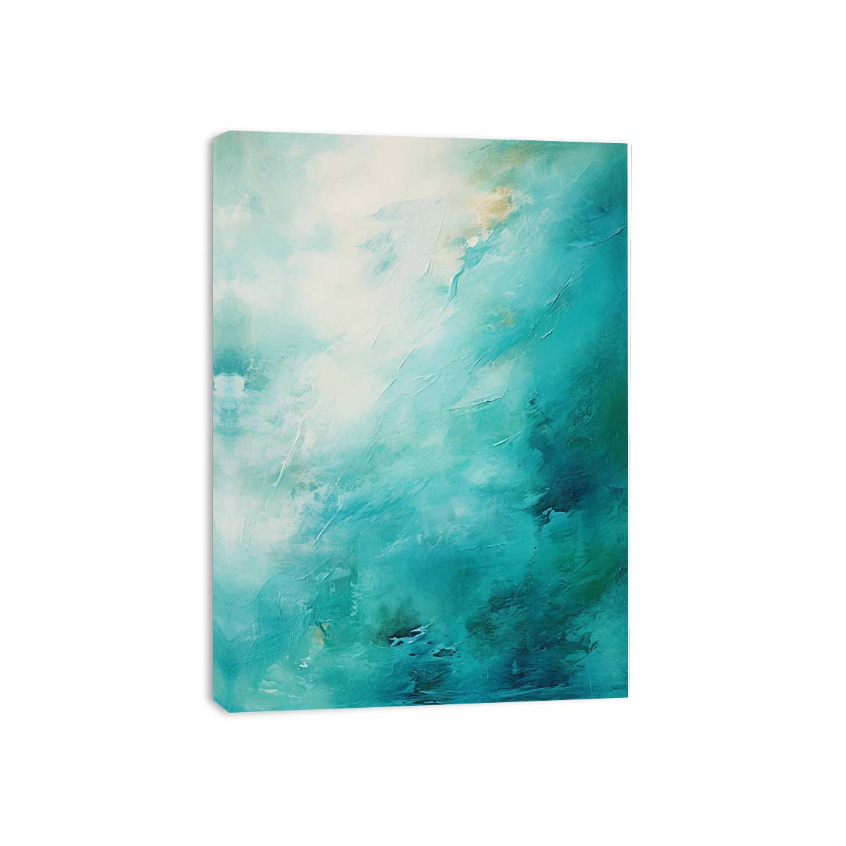 Turquoise abstract ocean canvas art for calm bedroom wall decor.