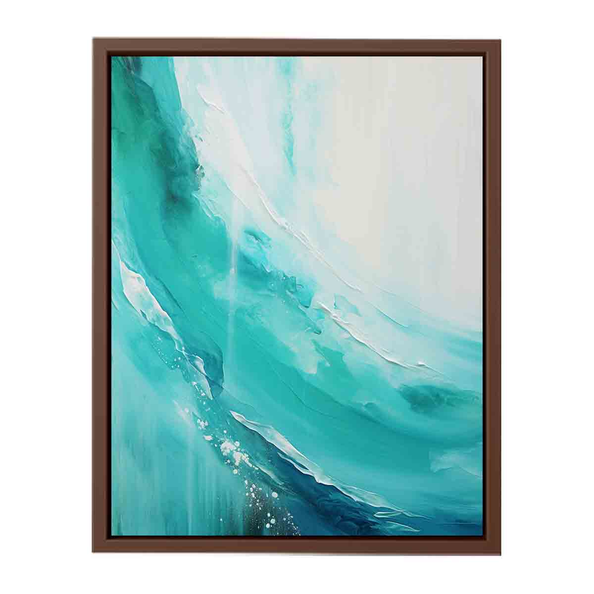Teal abstract coastal canvas art with fluid curves for modern bedroom decor.