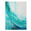 Teal abstract coastal canvas art with fluid curves for modern bedroom decor.
