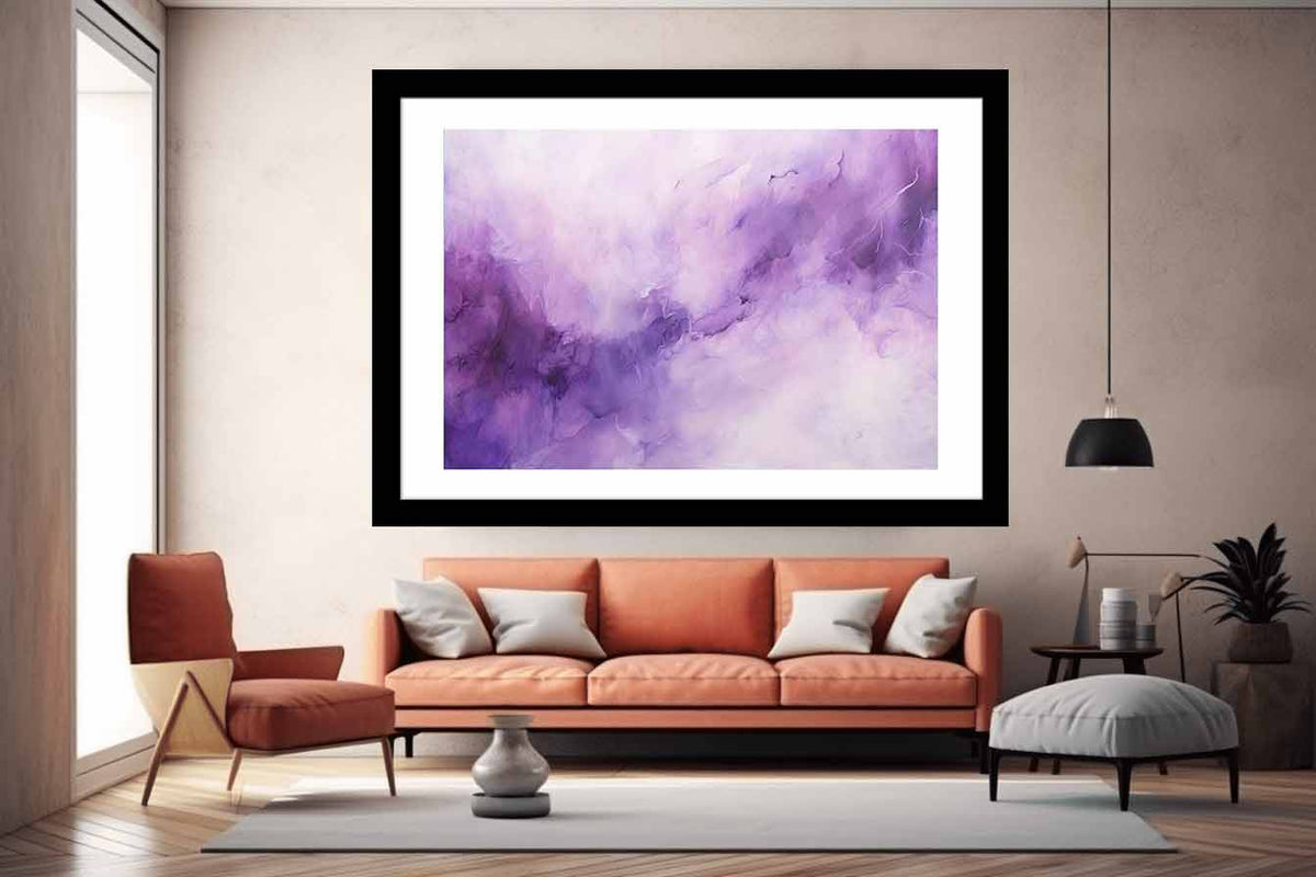 Lavender purple abstract canvas art for dreamy bedroom wall decor.