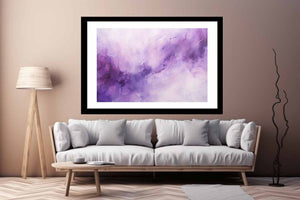 Lavender purple abstract canvas art for dreamy bedroom wall decor.