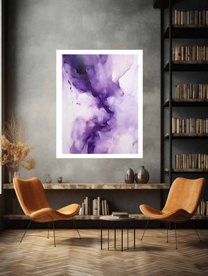 Purple fluid abstract canvas art for elegant bedroom wall decor.