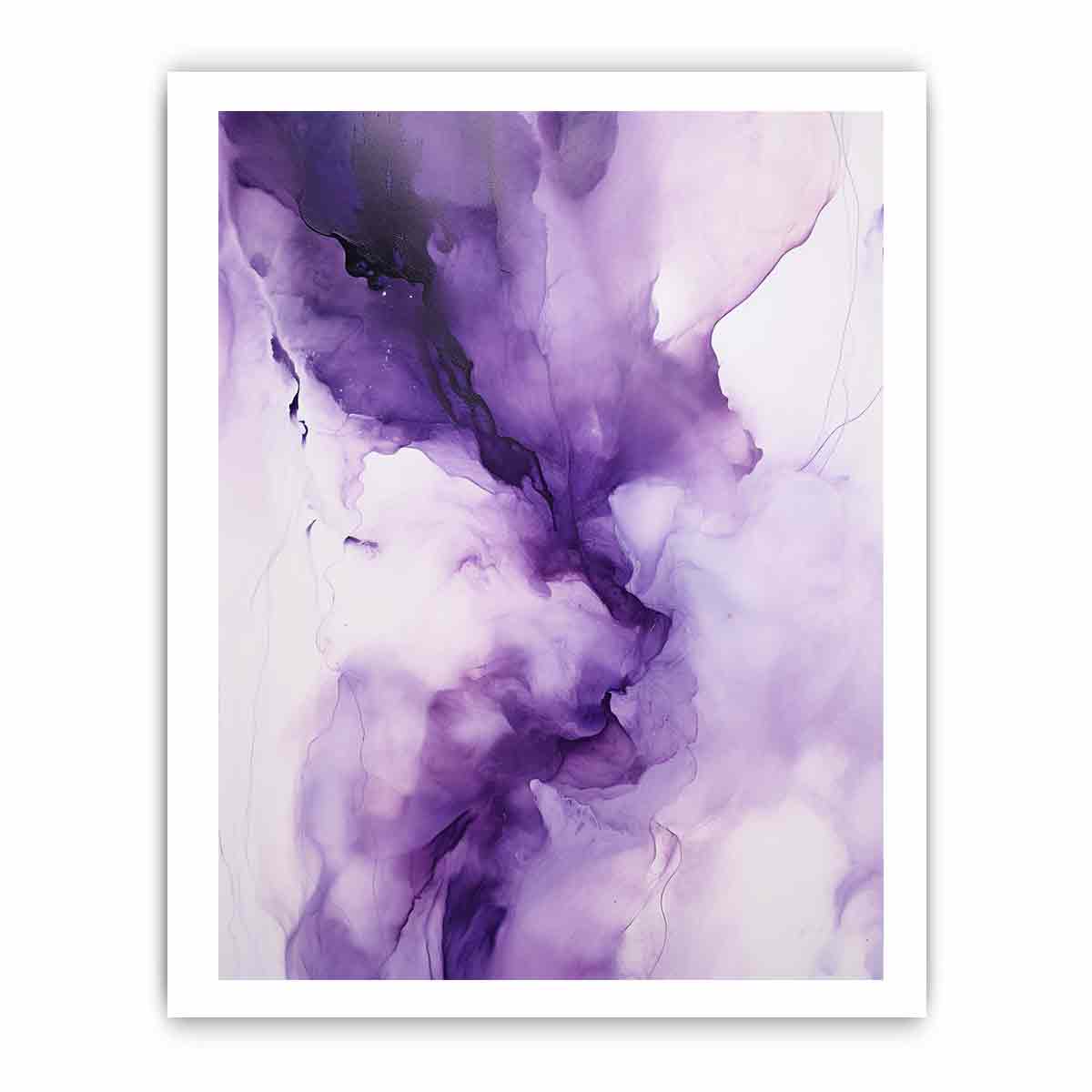 Purple fluid abstract canvas art for elegant bedroom wall decor.