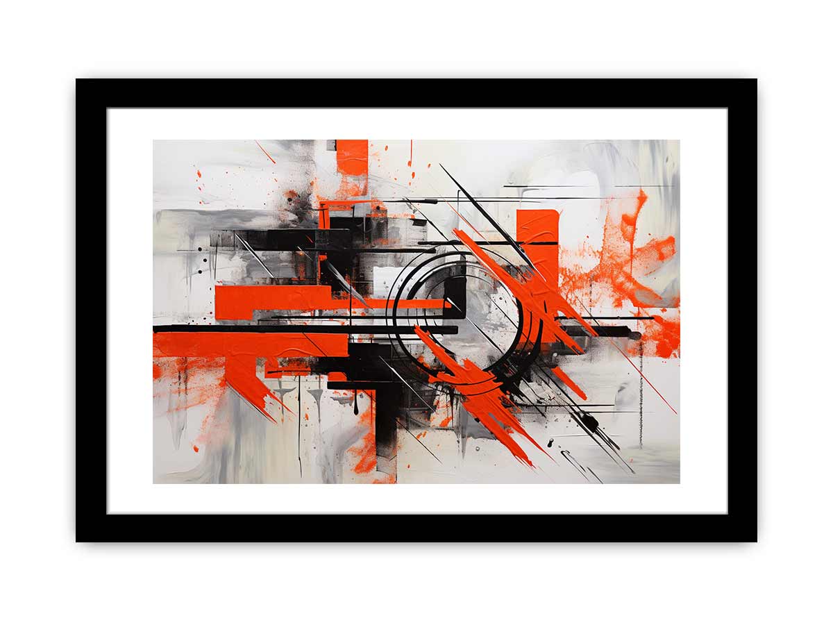Red black geometric abstract canvas art for bold modern office decor.