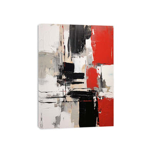 Red and black abstract canvas art for contemporary office wall decor.
