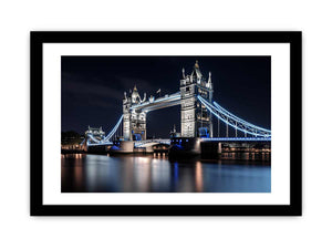 London Tower Bridge night canvas photography for elegant office wall decor.