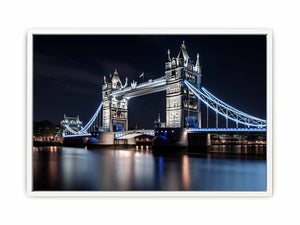 London Tower Bridge night canvas photography for elegant office wall decor.