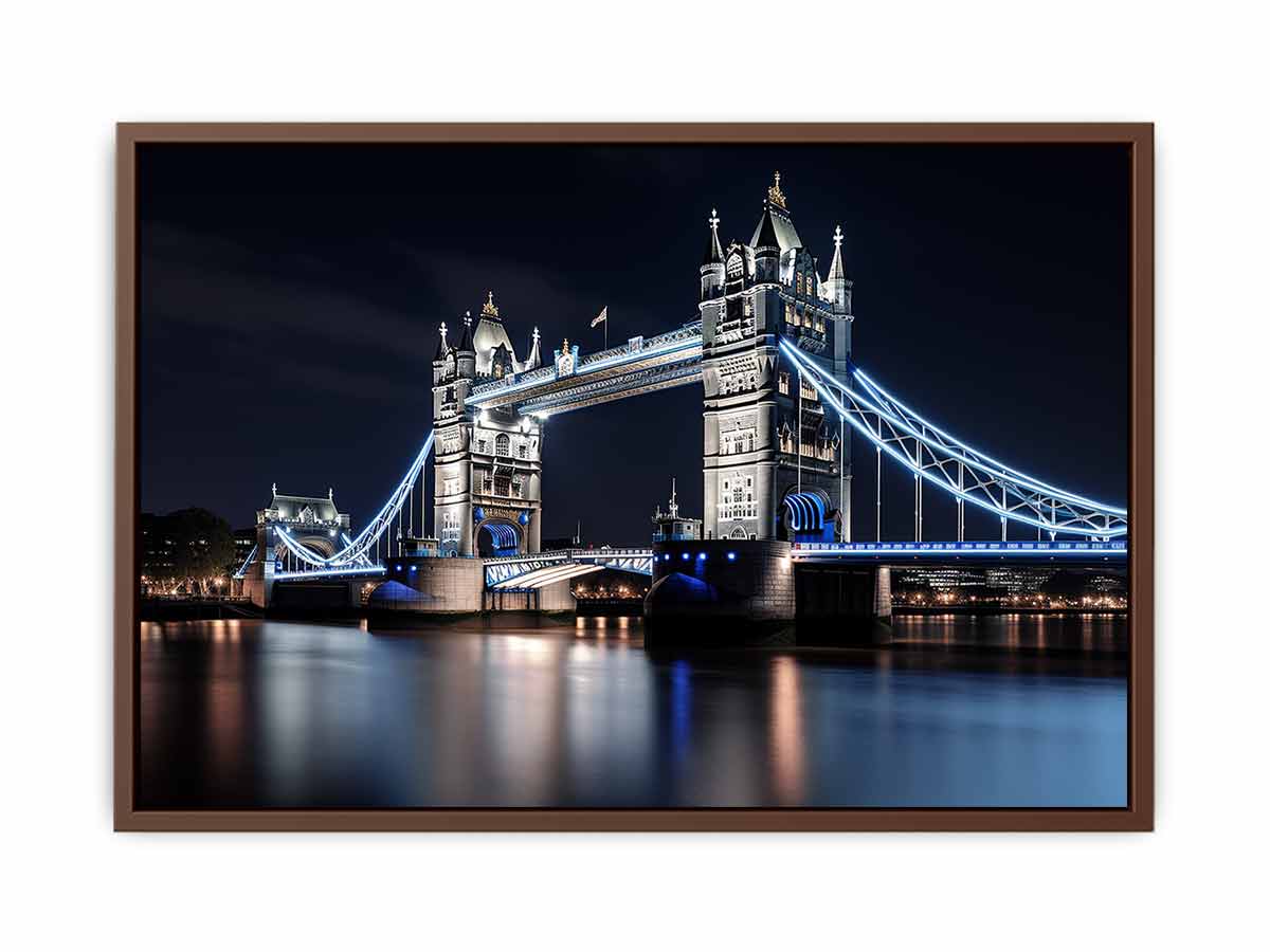 London Tower Bridge night canvas photography for elegant office wall decor.