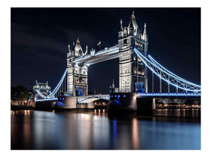 London Tower Bridge night canvas photography for elegant office wall decor.