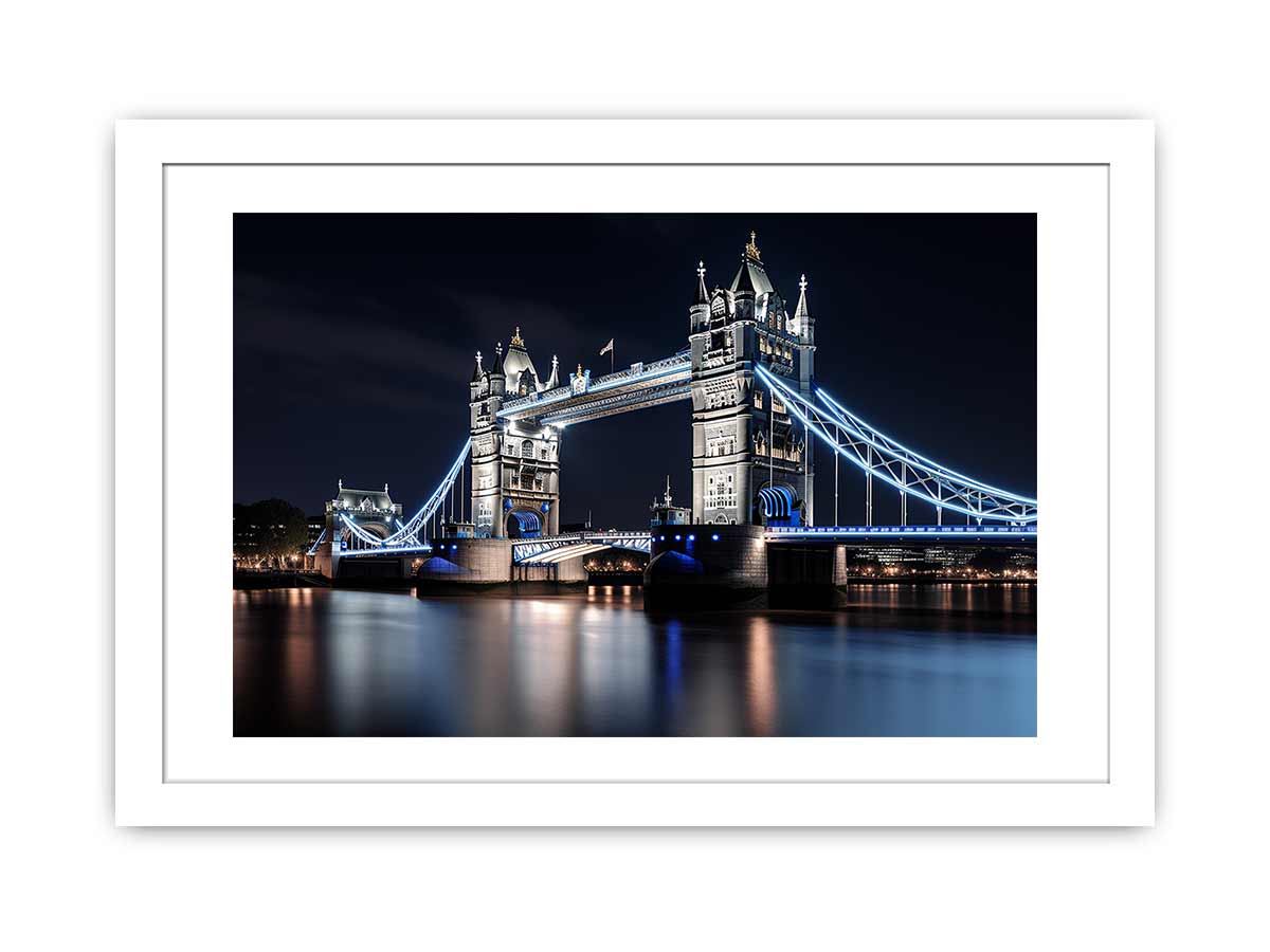 London Tower Bridge night canvas photography for elegant office wall decor.