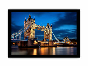 London Tower Bridge blue hour canvas photography for elegant living room decor.