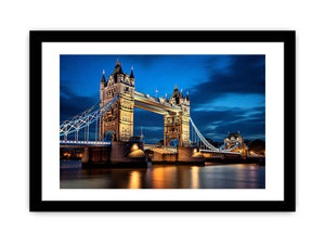 London Tower Bridge blue hour canvas photography for elegant living room decor.