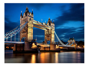 London Tower Bridge blue hour canvas photography for elegant living room decor.