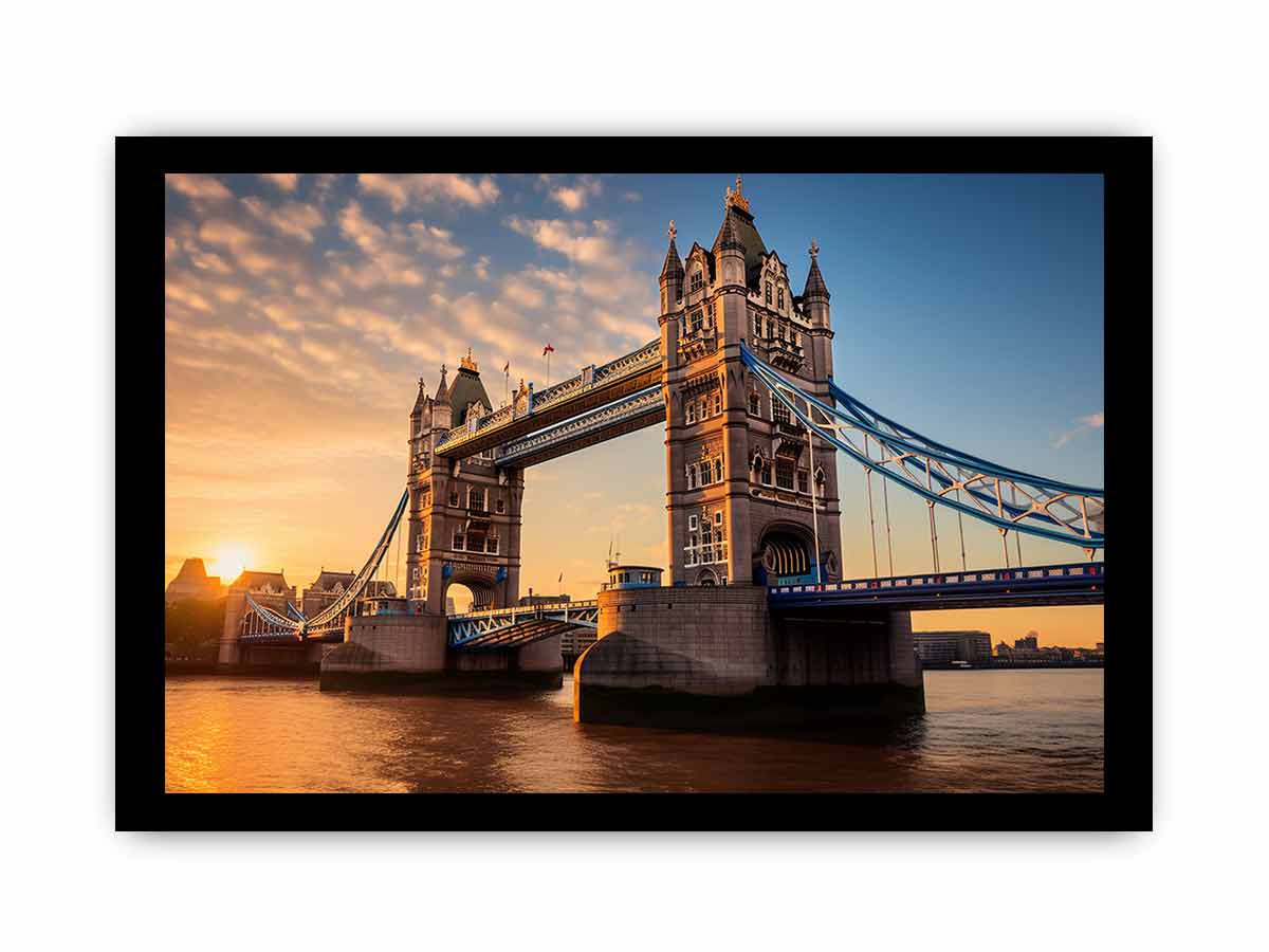 Sunset Tower Bridge canvas art for modern living room decor.