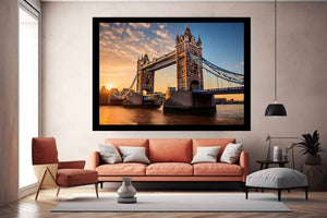 Sunset Tower Bridge canvas art for modern living room decor.