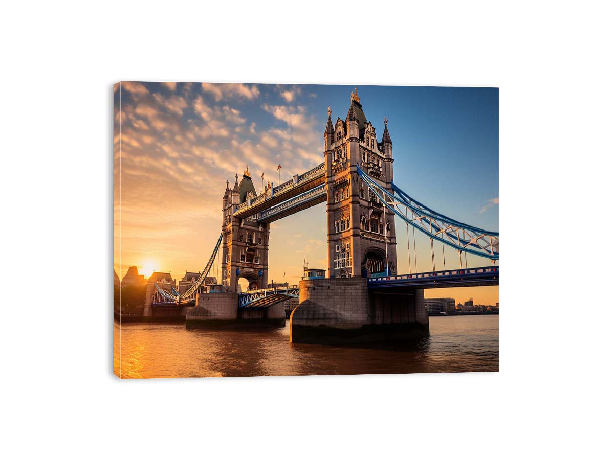 Sunset Tower Bridge canvas art for modern living room decor.