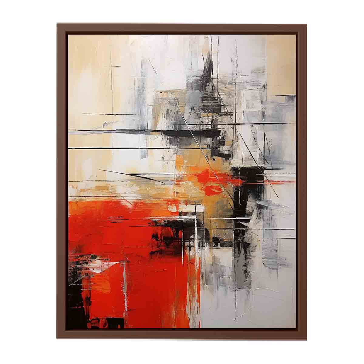 Red abstract canvas art for modern office and entryway decor.