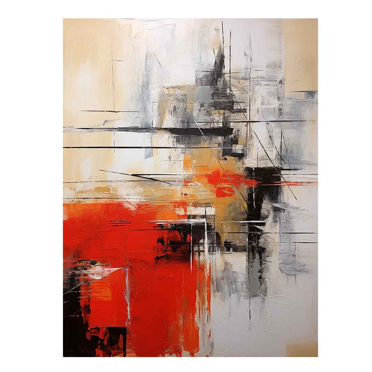 Red abstract canvas art for modern office and entryway decor.