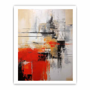 Red abstract canvas art for modern office and entryway decor.