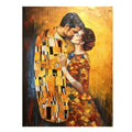 Gold romantic couple canvas art for elegant bedroom decor.