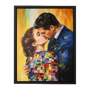 Colorful romantic couple canvas art for modern bedroom decor.