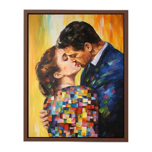 Colorful romantic couple canvas art for modern bedroom decor.
