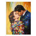 Colorful romantic couple canvas art for modern bedroom decor.