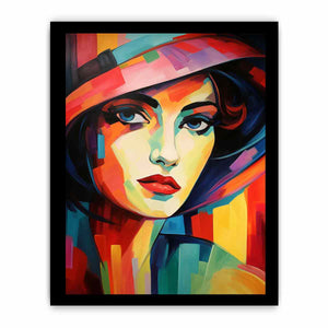 Bold fauvist woman portrait canvas art for dressing room decor.